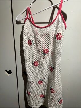 Hollister Crochet-Style Floral-Embroidered Cover Up Dress